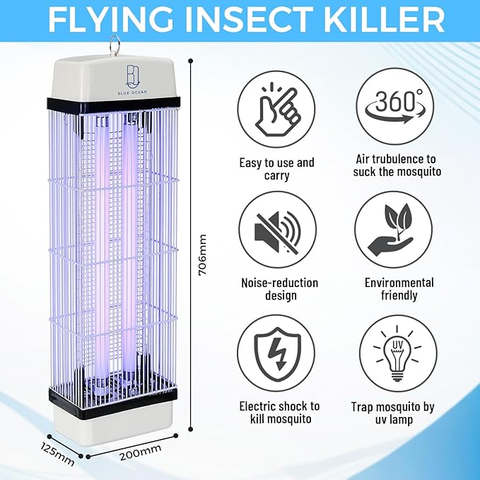 Electric Hanging Mosquito Killer Zapper Lamp – 360° Insect Trap with UV Light & Safe Grill
